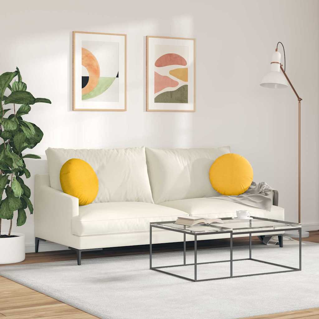Cojines para asiento 2 pcs Amarillo Claro Ø 40 cm Tela de pana