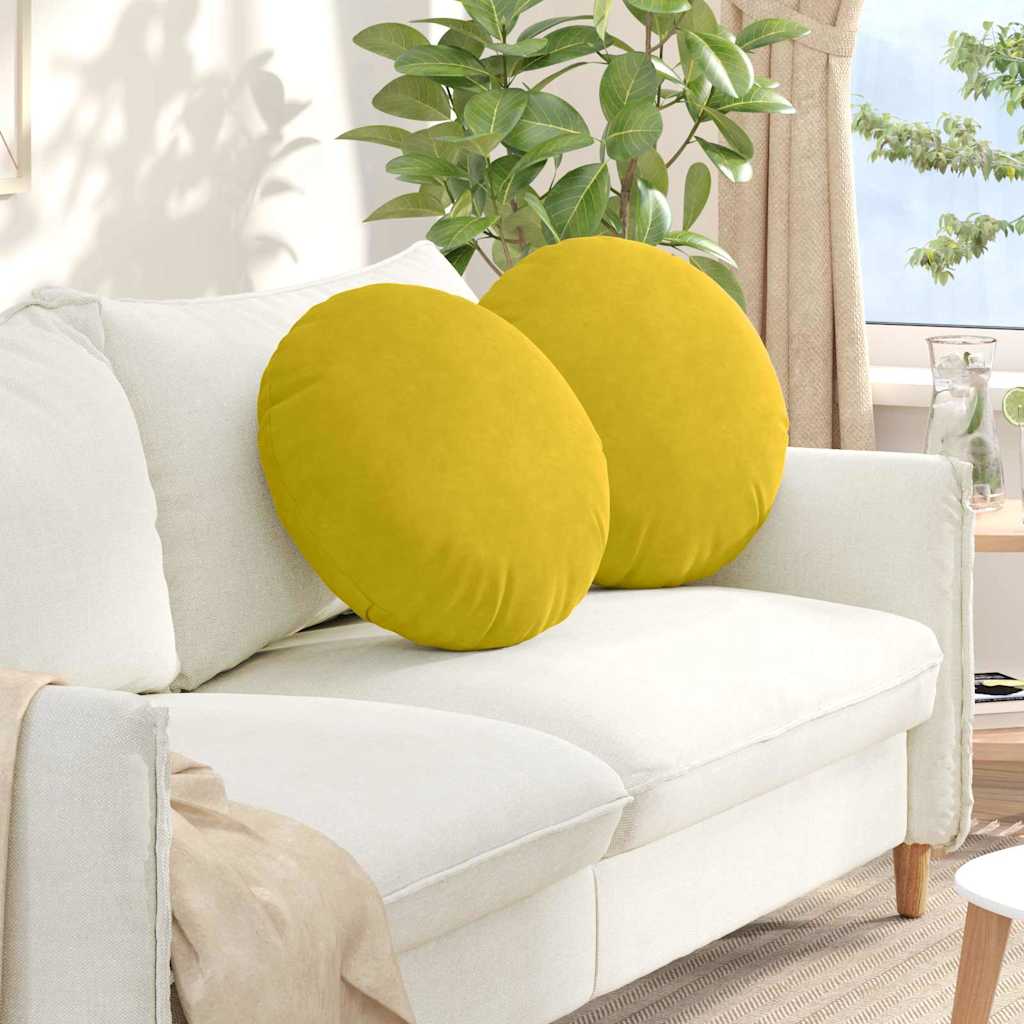 Cojines para asiento 2 pcs Amarillo Ø 40 x 13 cm Terciopelo