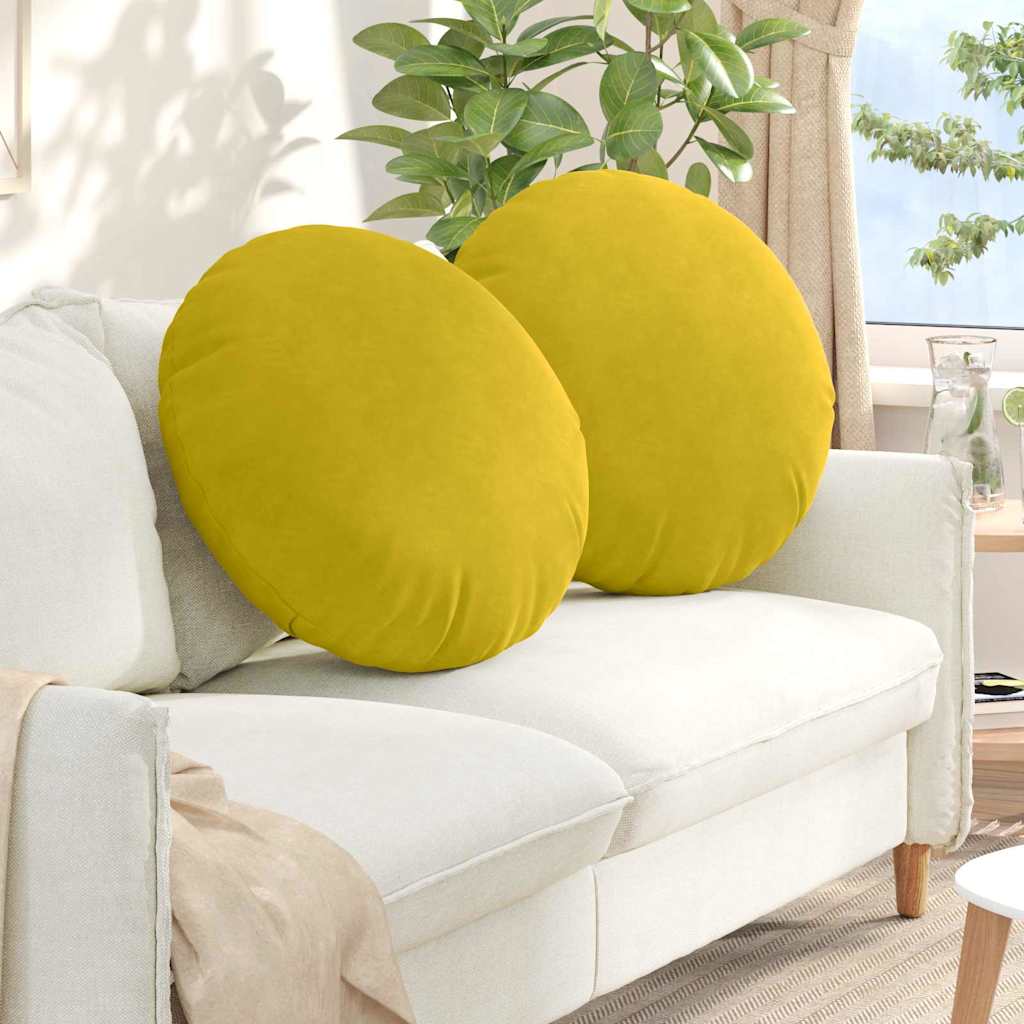 Cojines para asiento 2 pcs Amarillo Ø 40 x 13 cm Terciopelo