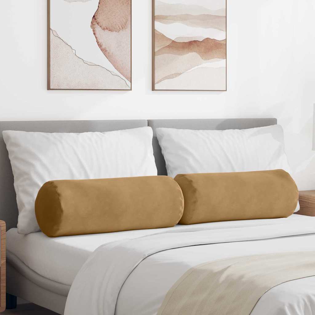 Almofadas de Reforço 2 peças Amarelo Ø 15 x 40 cm Tecido de veludo cotelê