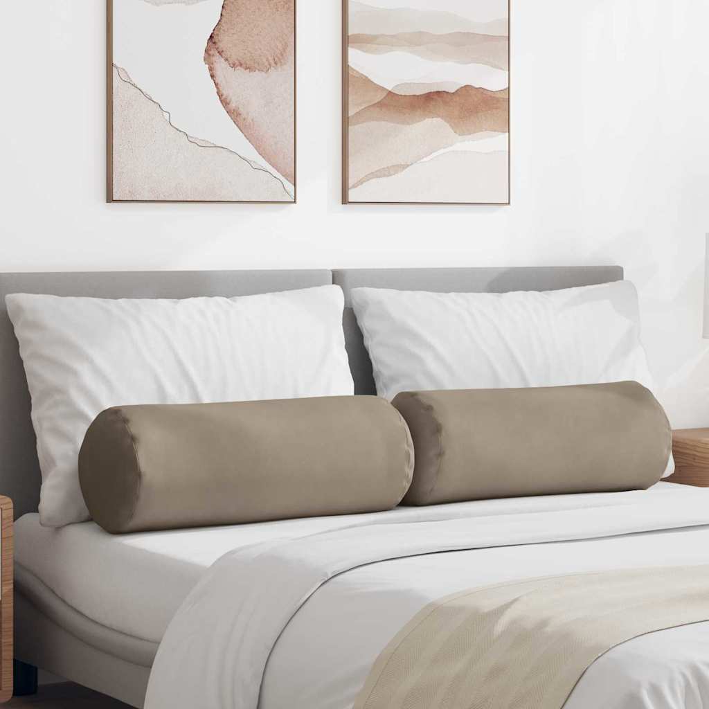 Bolster Cushions 2 pcs Beige Ø 15 x 40 cm Microfiber Fabric