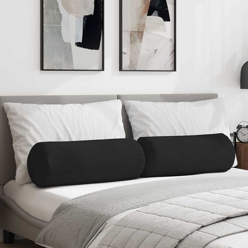 Bolster Cushions 2 pcs Beige Ø 15 x 40 cm Microfiber Fabric