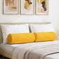 Bolster Cushions 2 pcs Light Yellow Ø 15 x 40 cm Corduroy