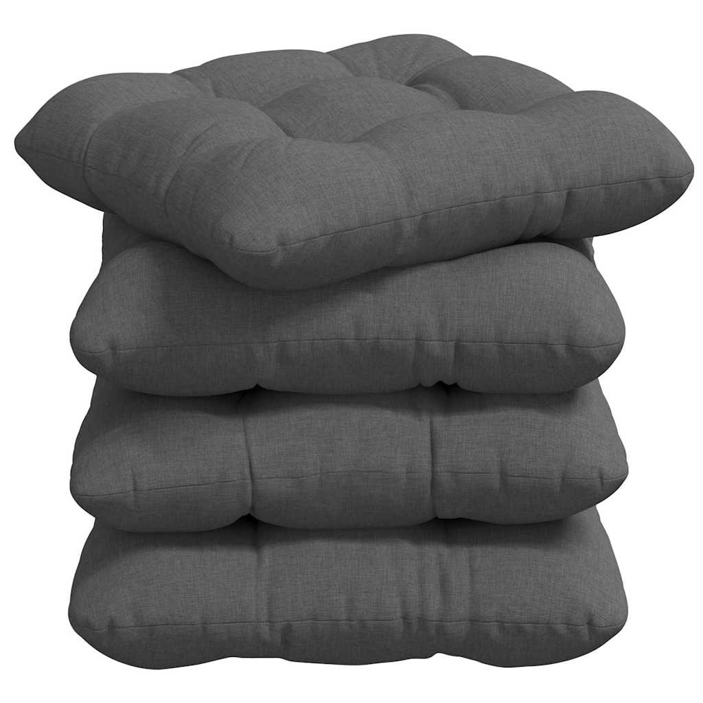 Cojines para asiento 4 pcs Gris oscuro 45 x 45 x 12 cm tela