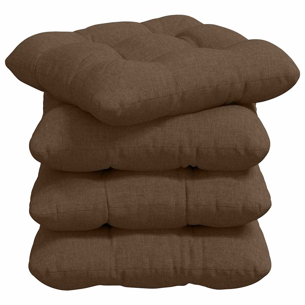 Cojines para asiento 4 pcs Marrón 45 x 45 x 12 cm tela