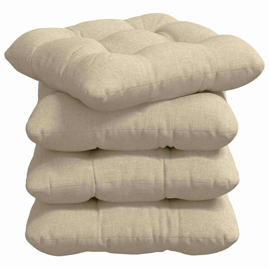 Cojines para asiento 4 pcs Crema 45 x 45 x 12 cm tela