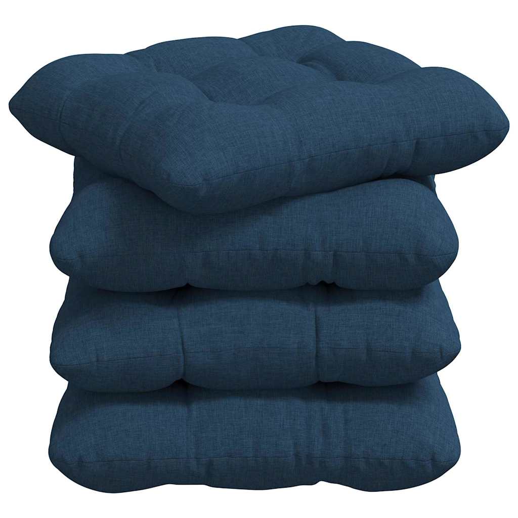 Cojines para asiento 4 pcs Azul 45 x 45 x 12 cm tela