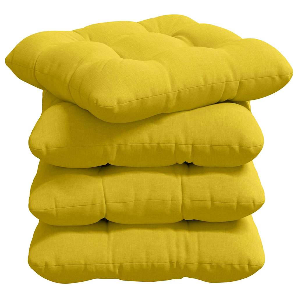 Cojines para asiento 4 pcs Amarillo Claro 45 x 45 x 12 cm tela