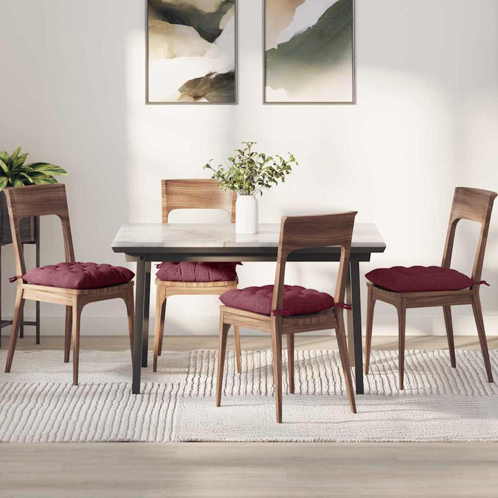 Cojines para asiento 4 pcs Rojo vino 40 x 40 x 6 cm tela