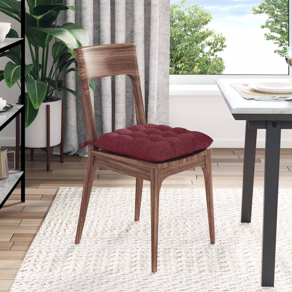 Cojines para asiento 4 pcs Rojo vino 40 x 40 x 6 cm tela