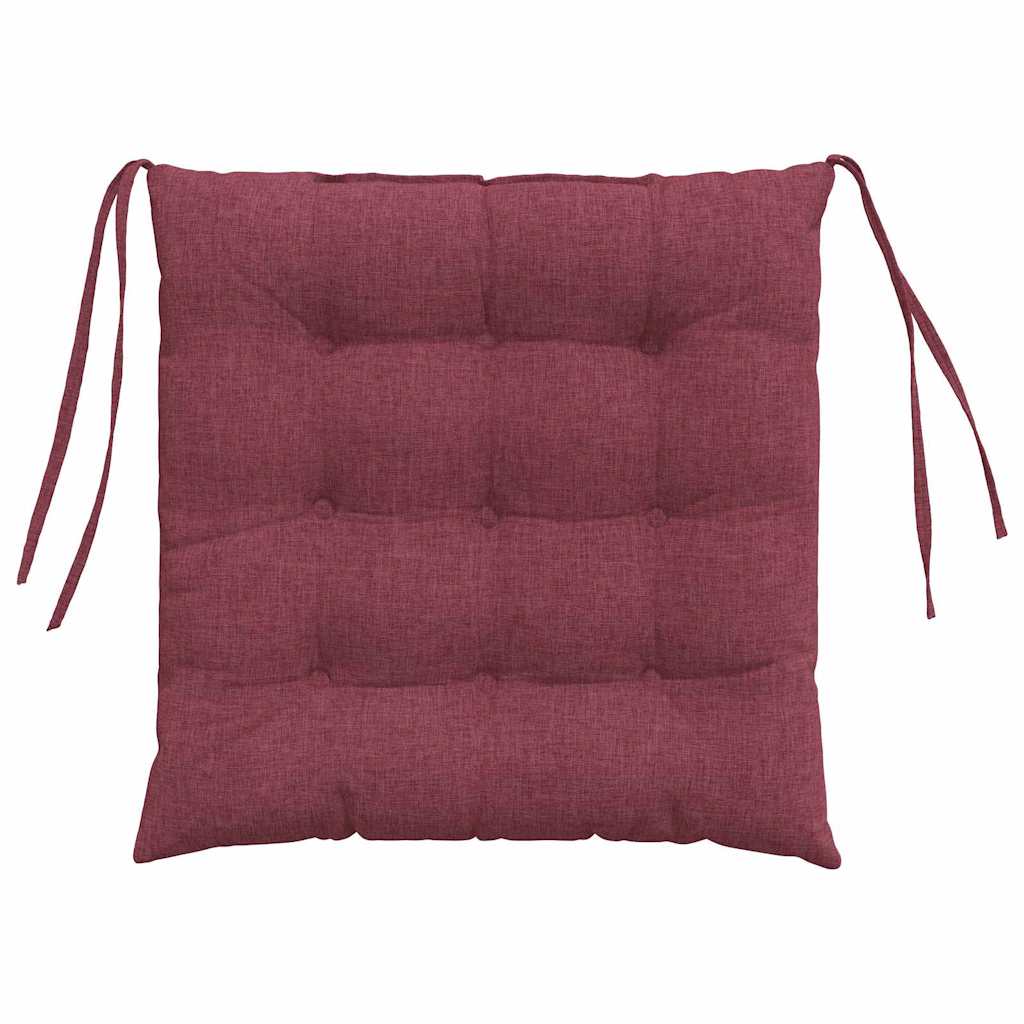 Cojines para asiento 4 pcs Rojo vino 40 x 40 x 6 cm tela