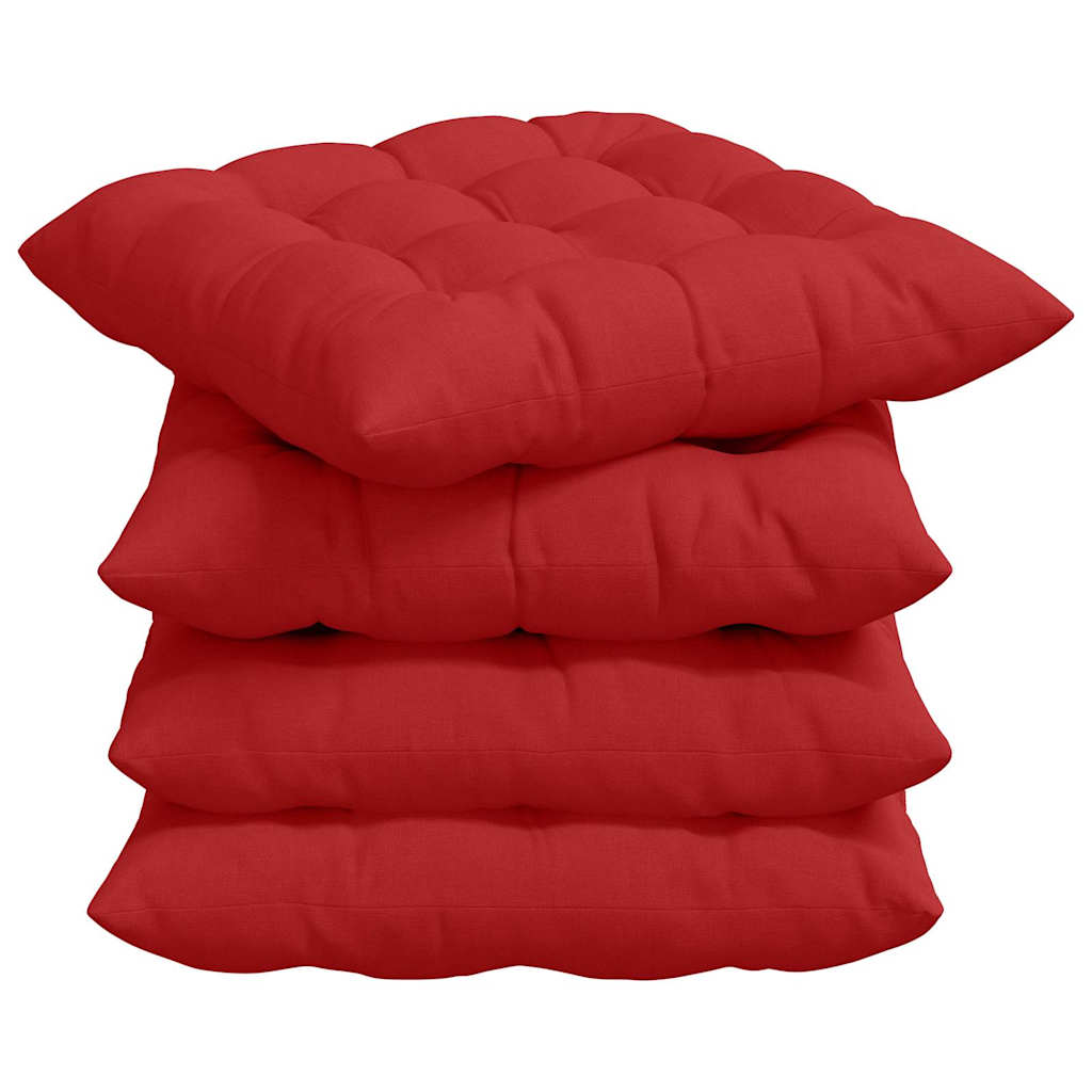 Cojines para asiento 4 pcs Rojo 40 x 40 x 6 cm tela