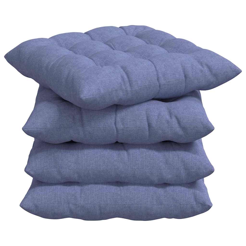 Cojines para asiento 4 pcs Azul jeans 40 x 40 x 6 cm tela