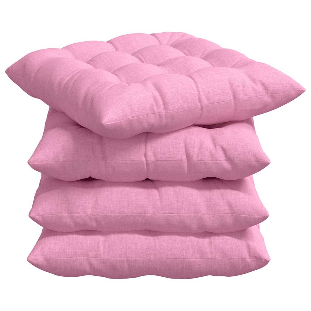 Cojines para asiento 4 pcs Rosa 40 x 40 x 6 cm tela