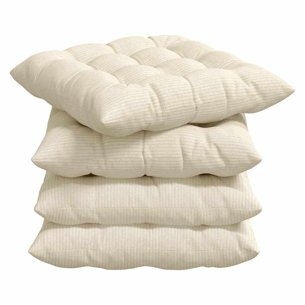 Cojines para asiento 4 pcs Crema 40 x 40 x 6 cm Tela de pana