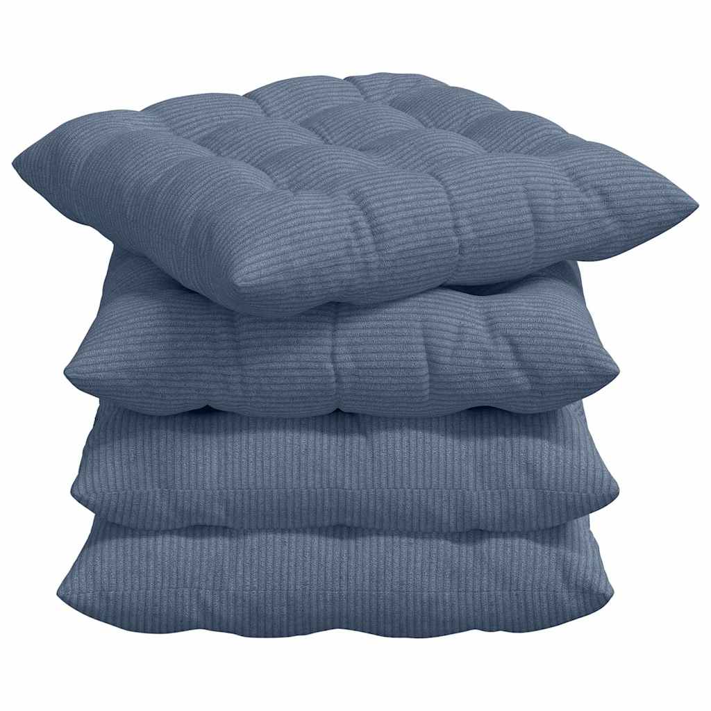 Cojines para asiento 4 pcs Azul 40 x 40 x 6 cm Tela de pana