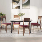 Cojines para asiento 4 pcs Rojo vino 40 x 40 x 3 cm tela