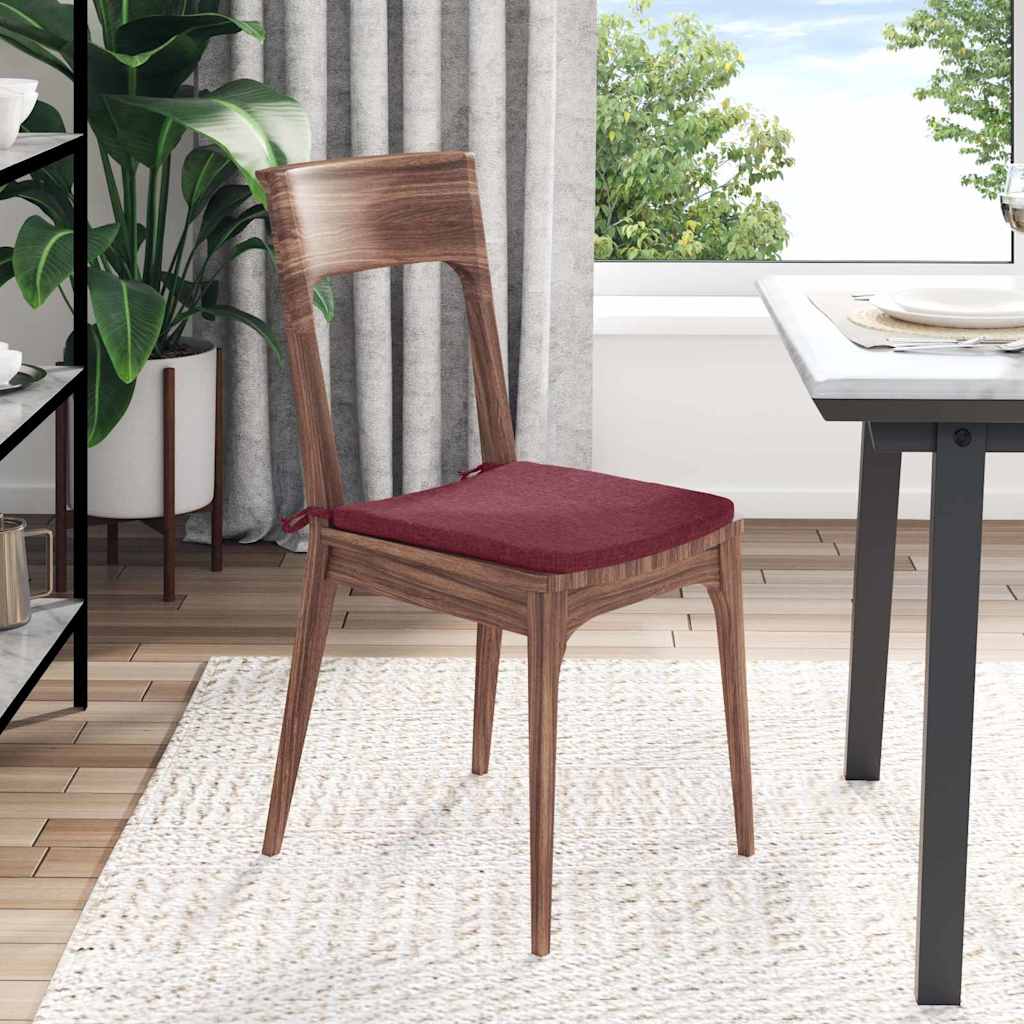 Cojines para asiento 4 pcs Rojo vino 40 x 40 x 3 cm tela