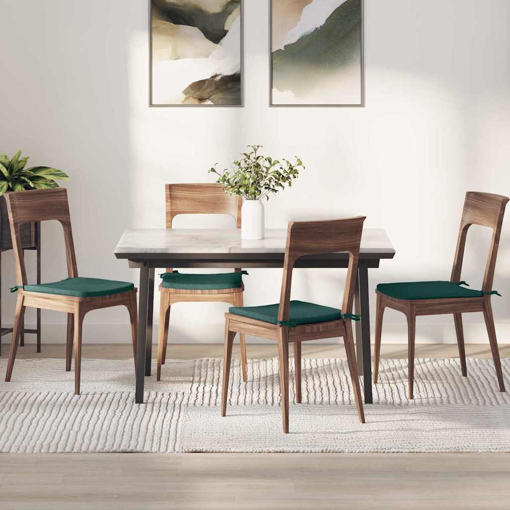 Cojines para asiento 4 pcs Verde oscuro 40 x 40 x 3 cm tela