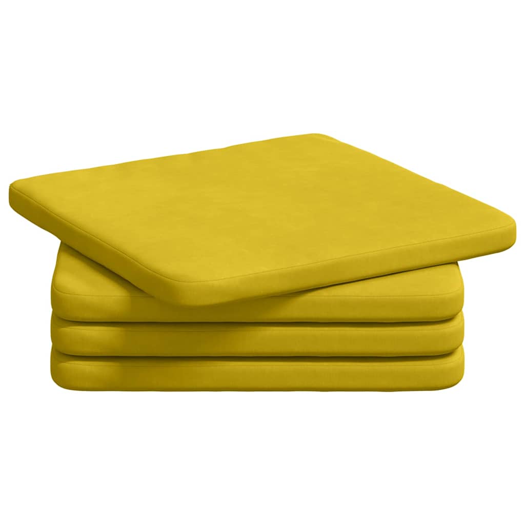 Cojines para asiento 4 pcs Amarillo 40 x 40 x 3 cm Terciopelo