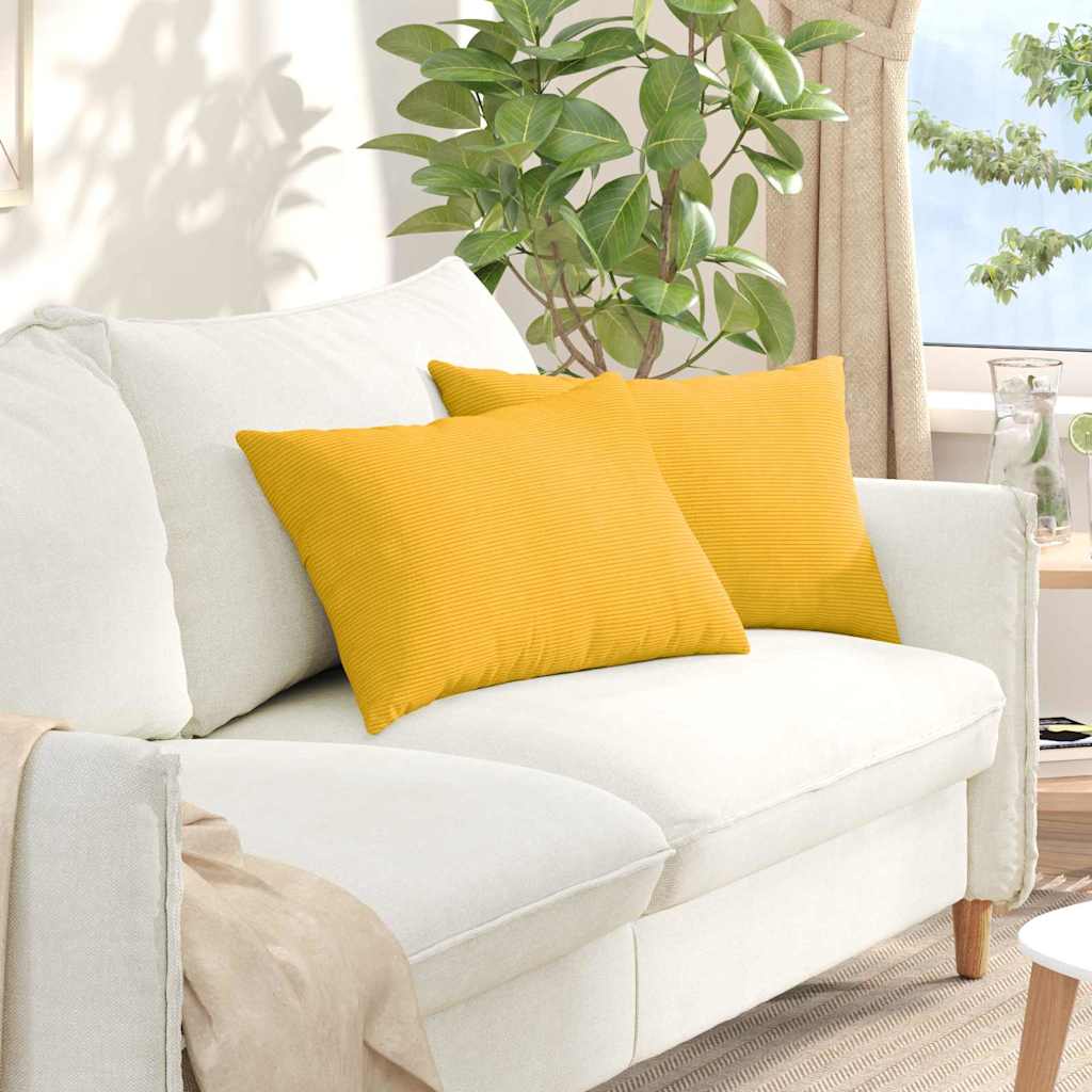 Sofa Cushions 2 pcs Light Yellow 120 x 40 cm Corduroy Fabric