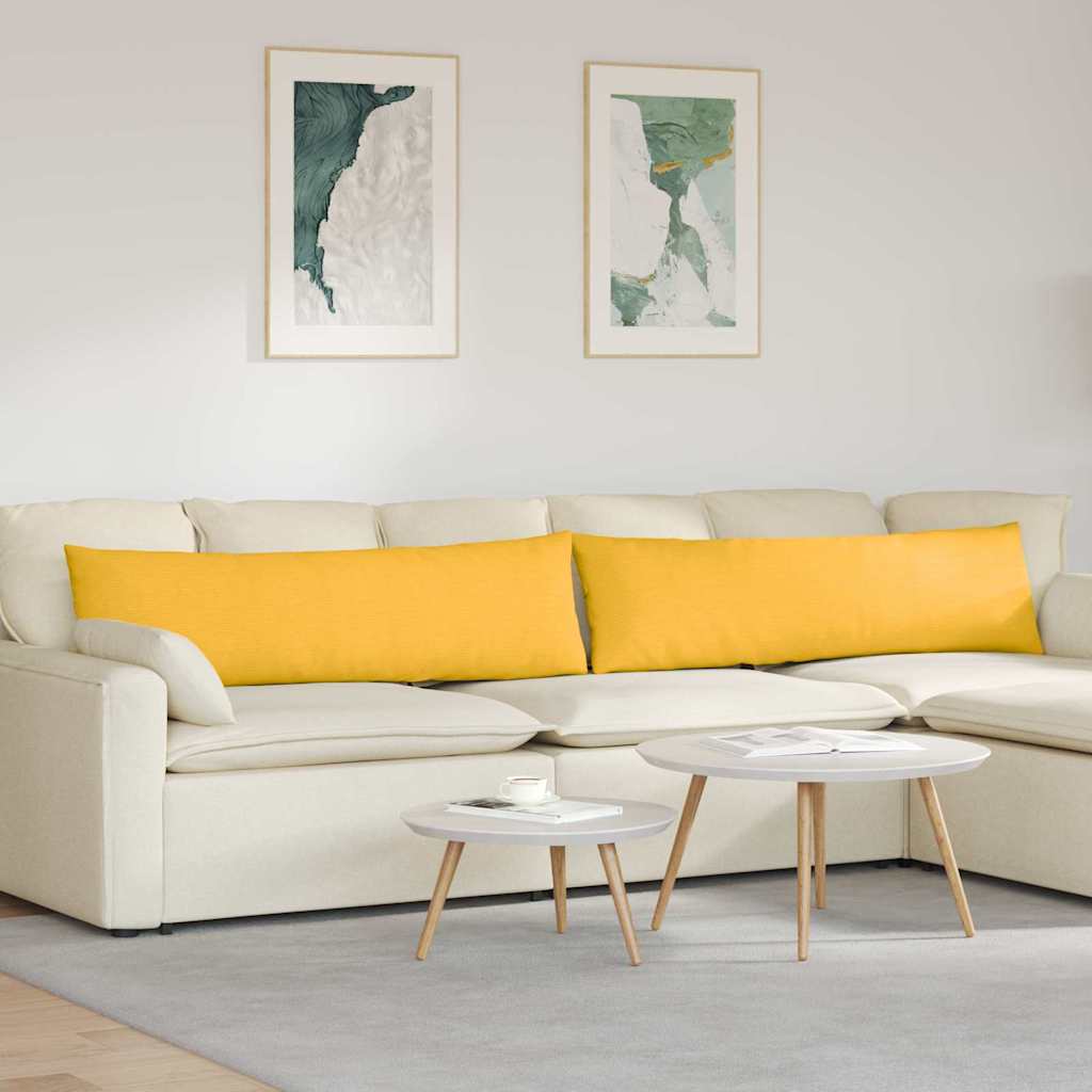 Sofa Cushions 2 pcs Light Yellow 120 x 40 cm Corduroy Fabric