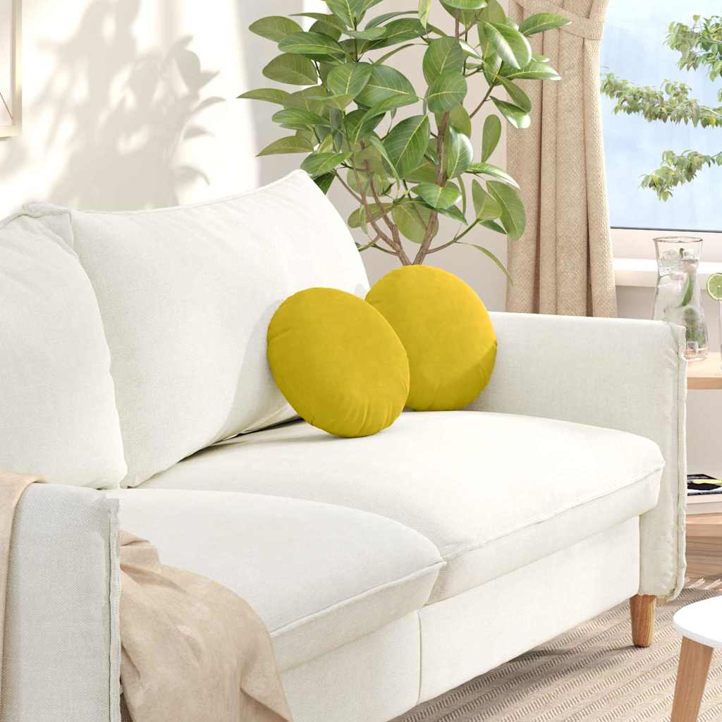 Cojines para asiento 2 pcs Amarillo Ø 40 x 13 cm Terciopelo