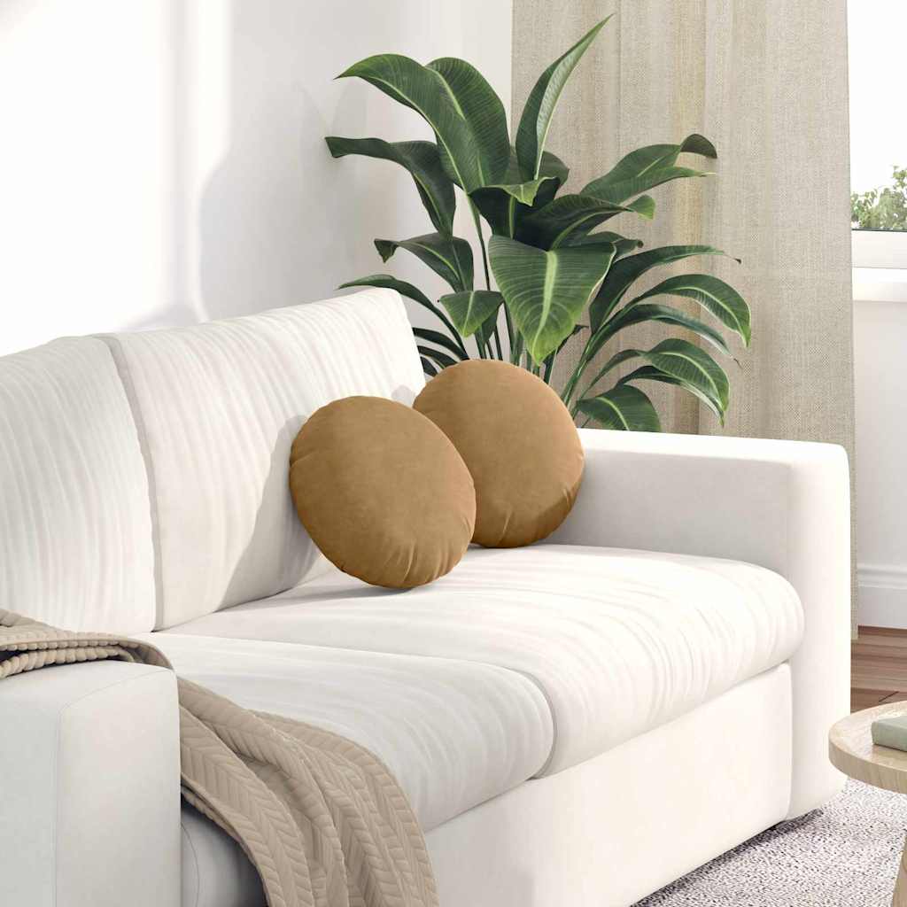 Cojines para asiento 2 pcs Amarillo Ø 40 x 13 cm Terciopelo