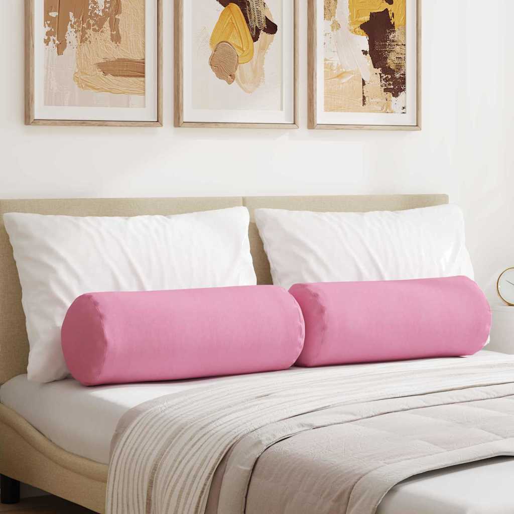 Almofadas Bolster 2 pçs Amarelo Claro Ø 15 x 40 cm tecido