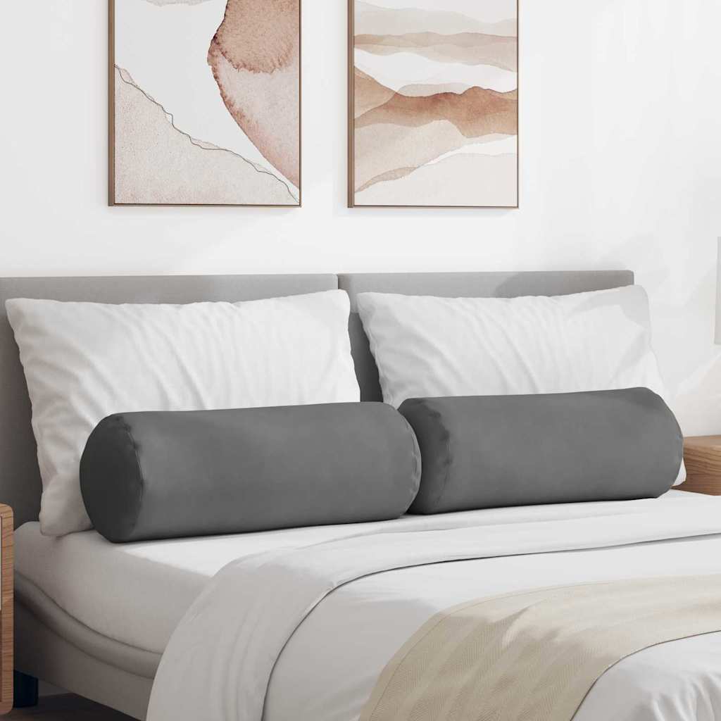 Bolster Cushions 2 pcs Beige Ø 15 x 40 cm Microfiber Fabric