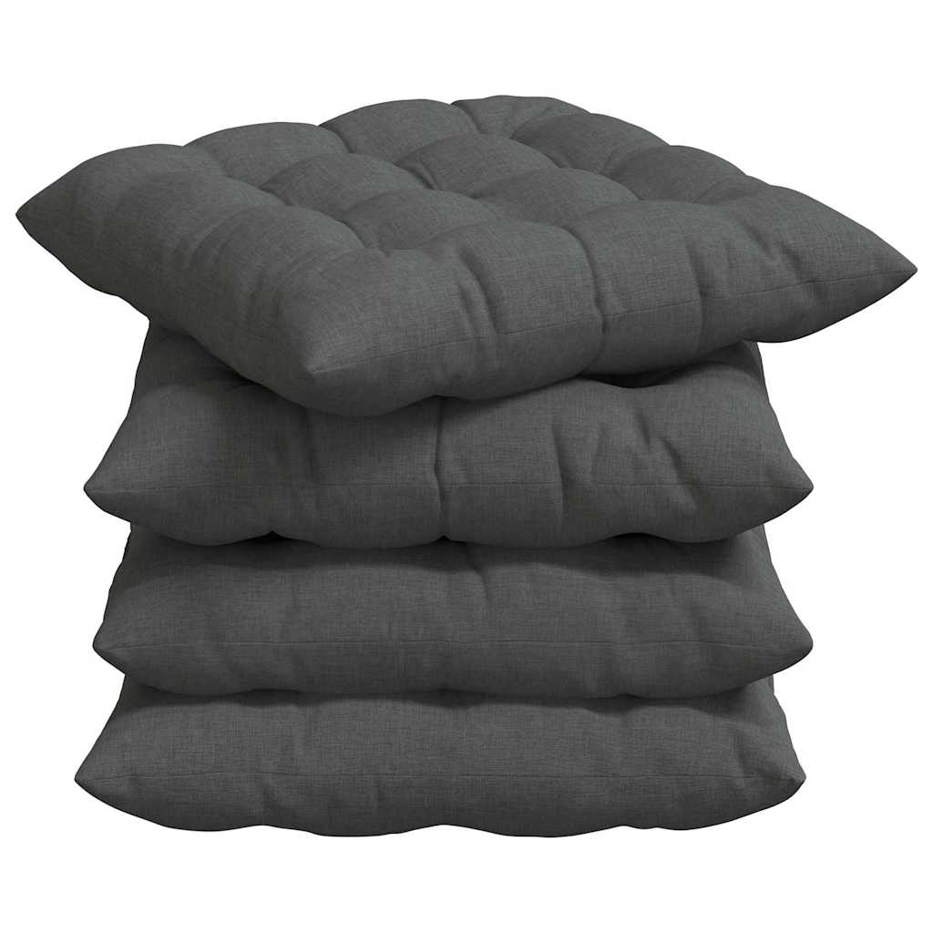 Cojines para asiento 4 pcs Gris oscuro 40 x 40 x 6 cm tela