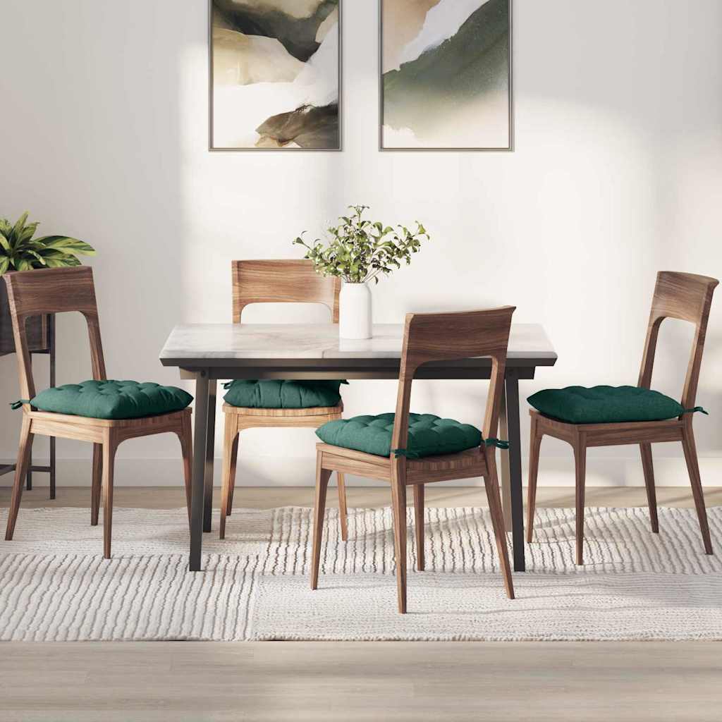 Cojines para asiento 4 pcs Verde oscuro 40 x 40 x 6 cm tela