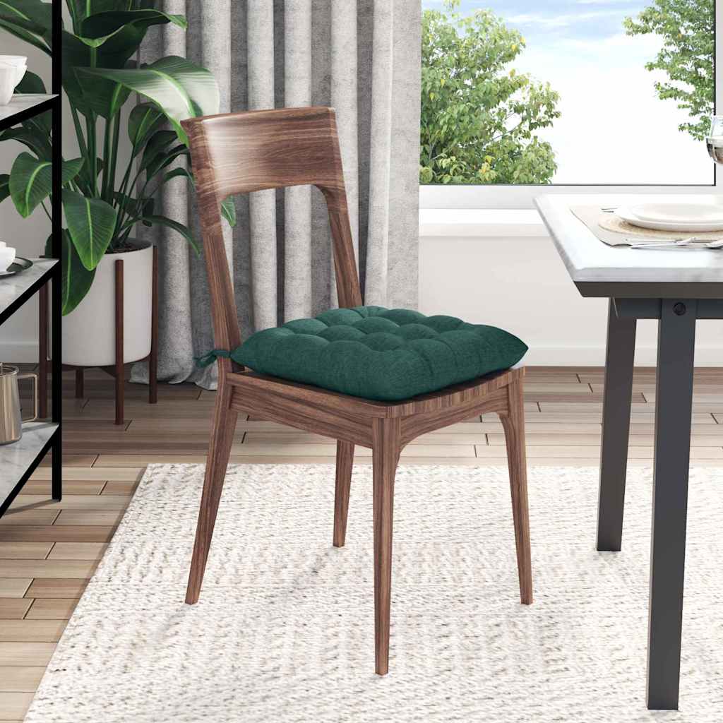 Cojines para asiento 4 pcs Verde oscuro 40 x 40 x 6 cm tela