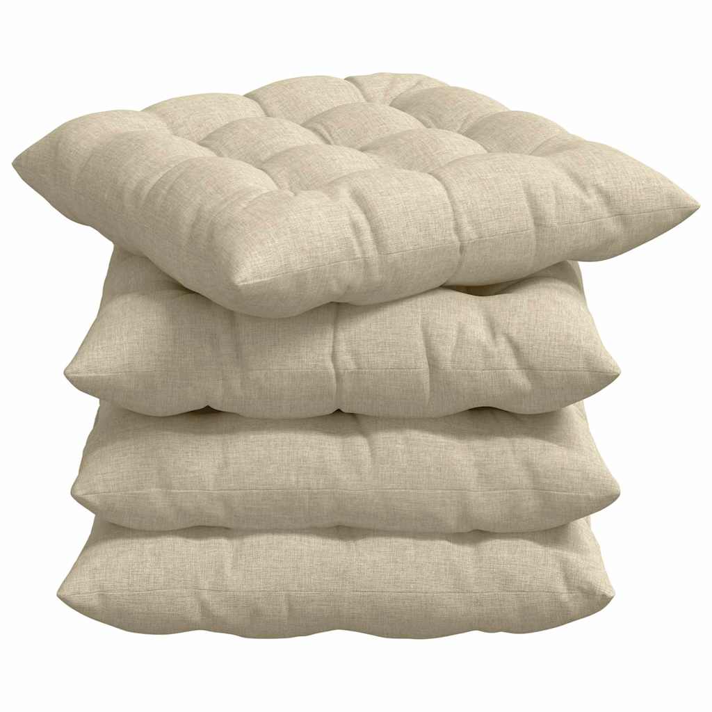 Cojines para asiento 4 pcs Crema 40 x 40 x 6 cm tela