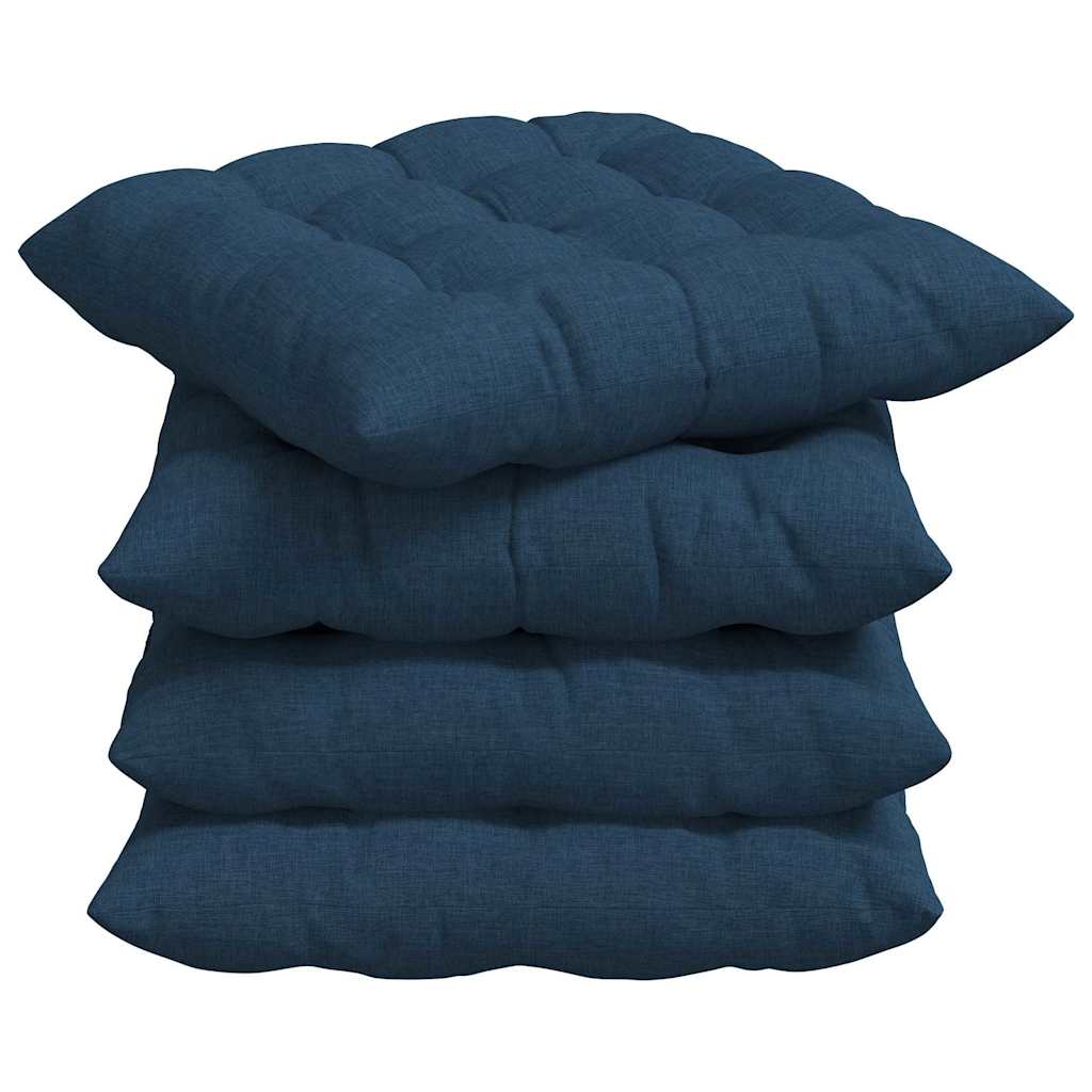 Cojines para asiento 4 pcs Azul 40 x 40 x 6 cm tela