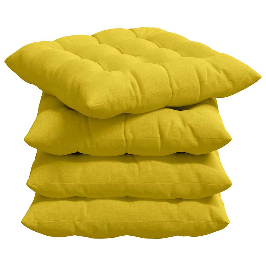 Cojines para asiento 4 pcs Amarillo Claro 40 x 40 x 6 cm tela