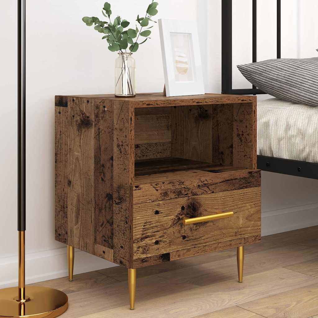 Mesita de Noche con cajón 2 pcs Madera vieja 40 x 35 x 47,5 cm