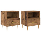 Mesita de Noche con cajón 2 pcs Madera vieja 40 x 35 x 47,5 cm