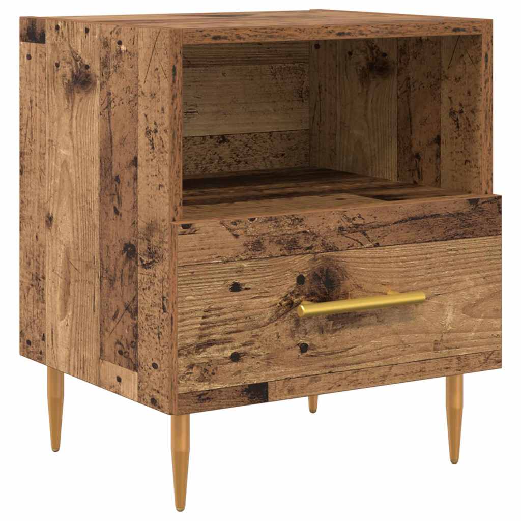 Mesita de Noche con cajón 2 pcs Madera vieja 40 x 35 x 47,5 cm