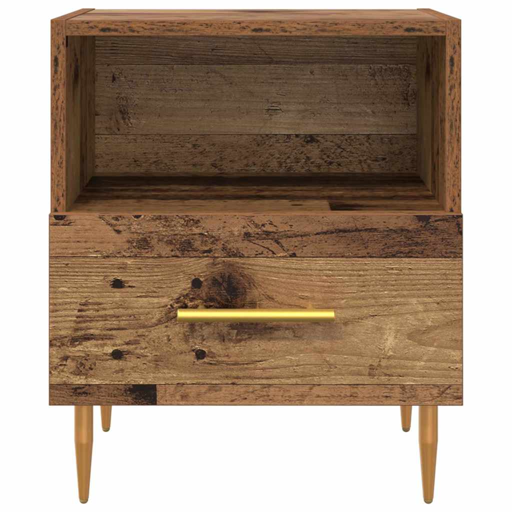 Mesita de Noche con cajón 2 pcs Madera vieja 40 x 35 x 47,5 cm