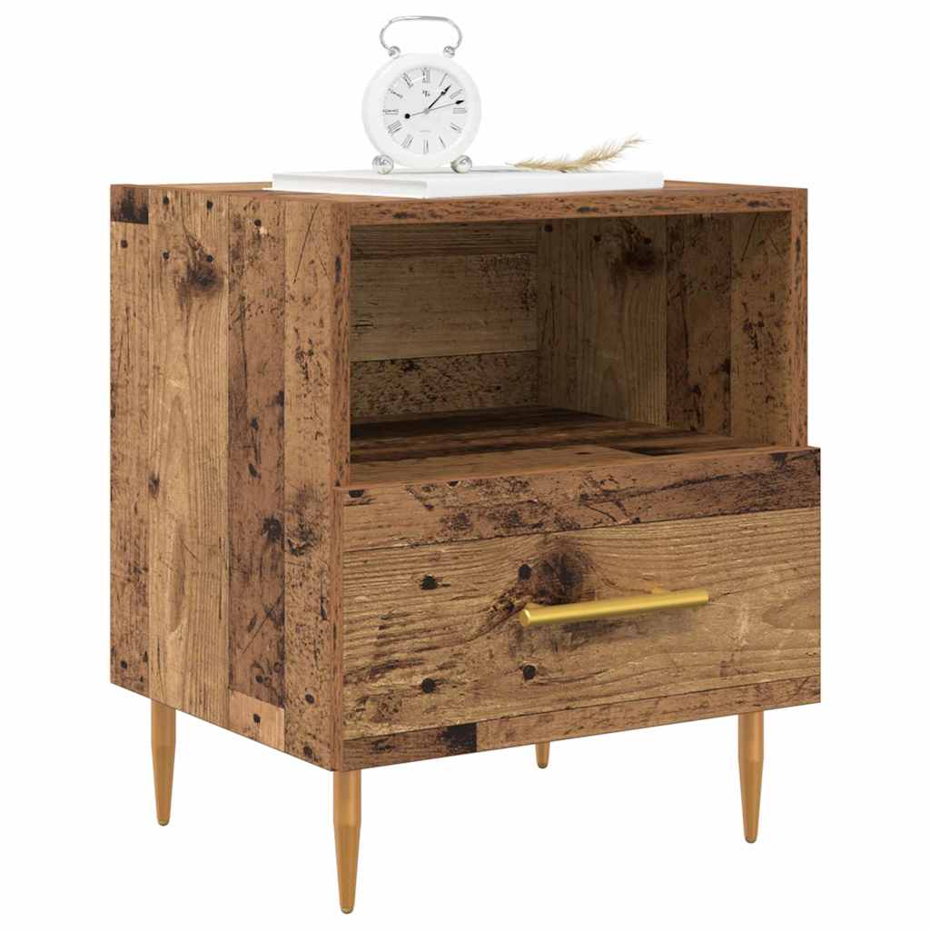 Mesita de Noche con cajón 2 pcs Madera vieja 40 x 35 x 47,5 cm