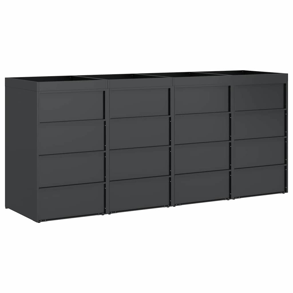 Almacenamiento de cubos Wheelie para 4 cubos Antracita Acero