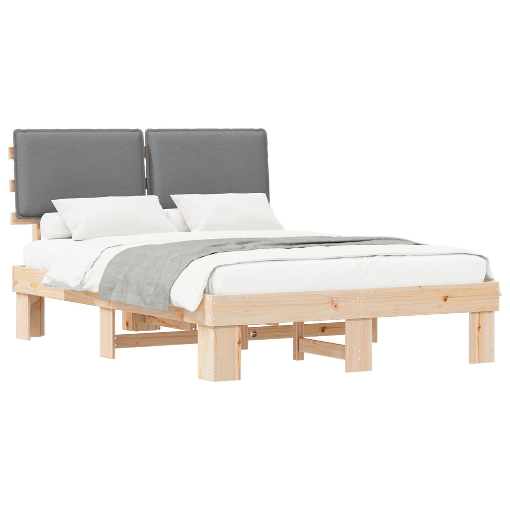 Estructura de Cama con Cabecera Tapizada Gris Claro