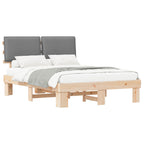 Estructura de Cama con Cabecera Tapizada Gris Claro