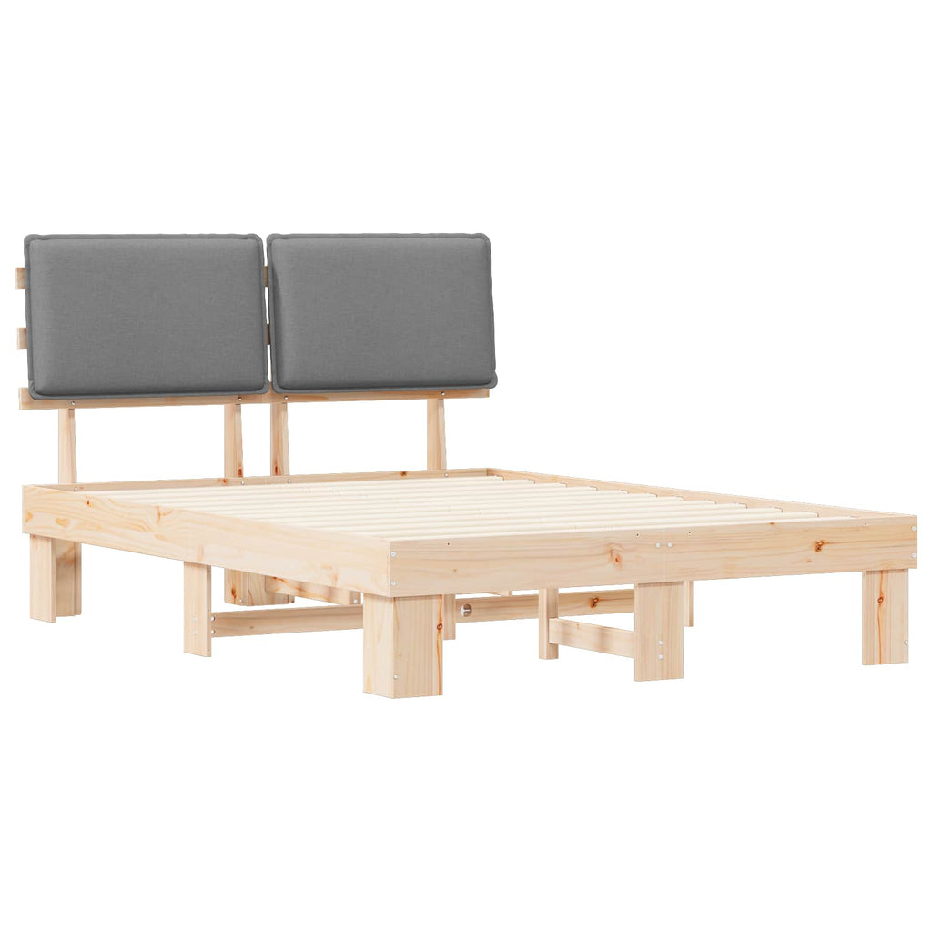 Estructura de Cama con Cabecera Tapizada Gris Claro