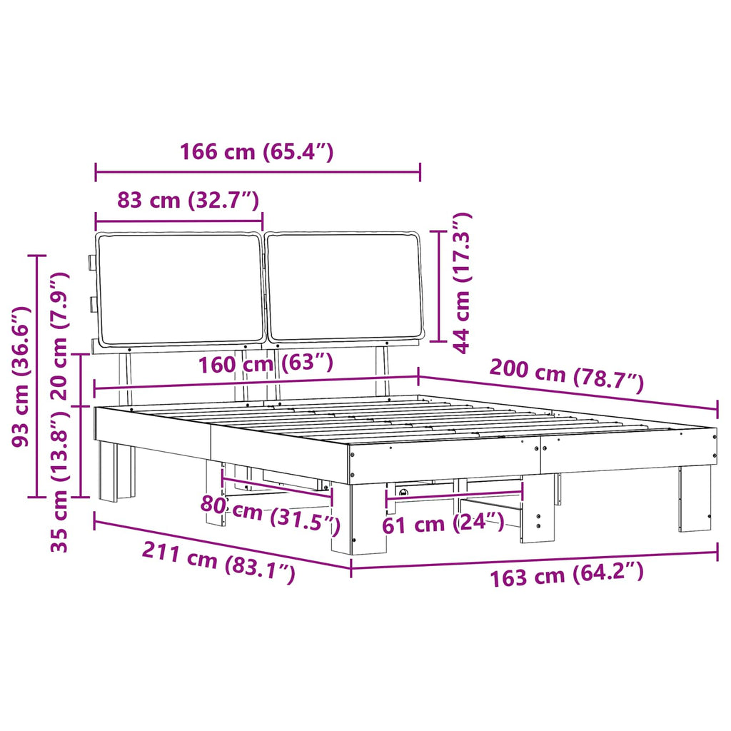 Estructura de Cama con Cabecera Tapizada Gris Claro