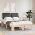 Estructura de Cama con Cabecera Tapizada Gris oscuro