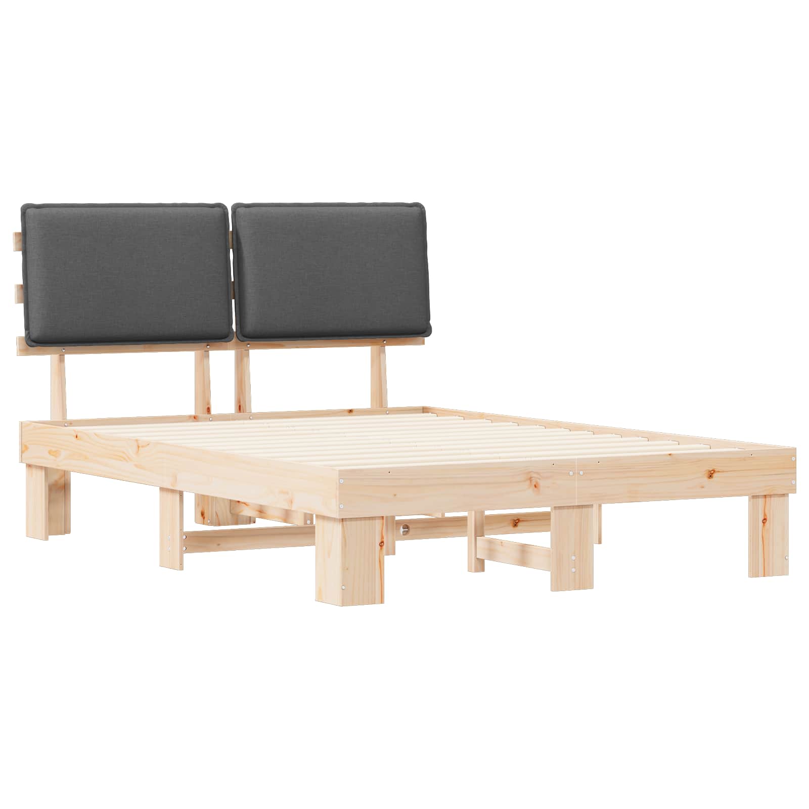 Estructura de Cama con Cabecera Tapizada Gris oscuro