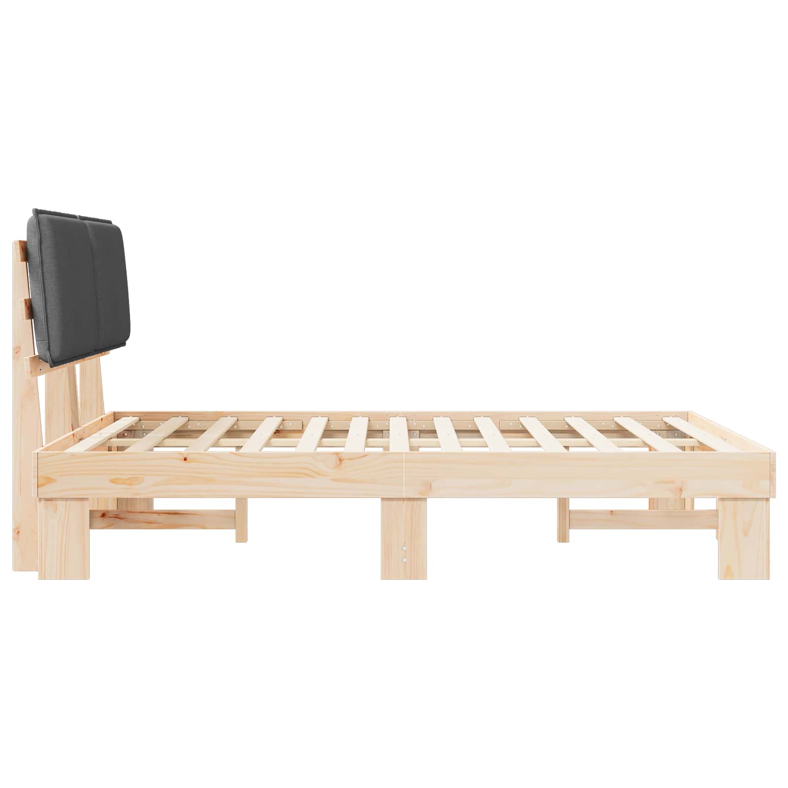 Estructura de Cama con Cabecera Tapizada Gris oscuro