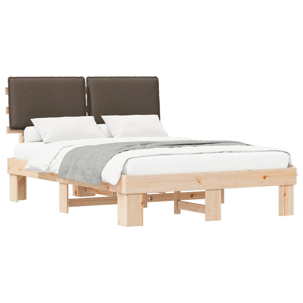 Estructura de Cama con Cabecera Tapizada Taupé 160 x 200 cm